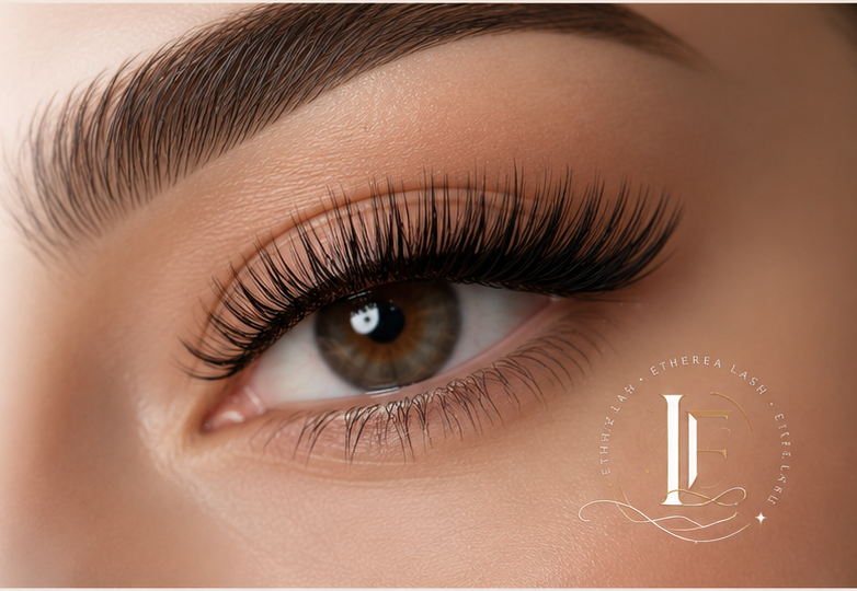 Luxury eyelash extension close-up
