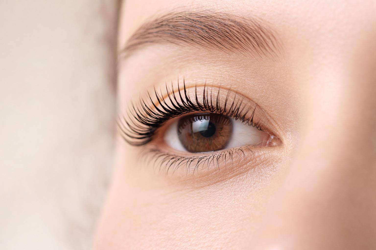 Natural lashes enhanced with a professional lash lift